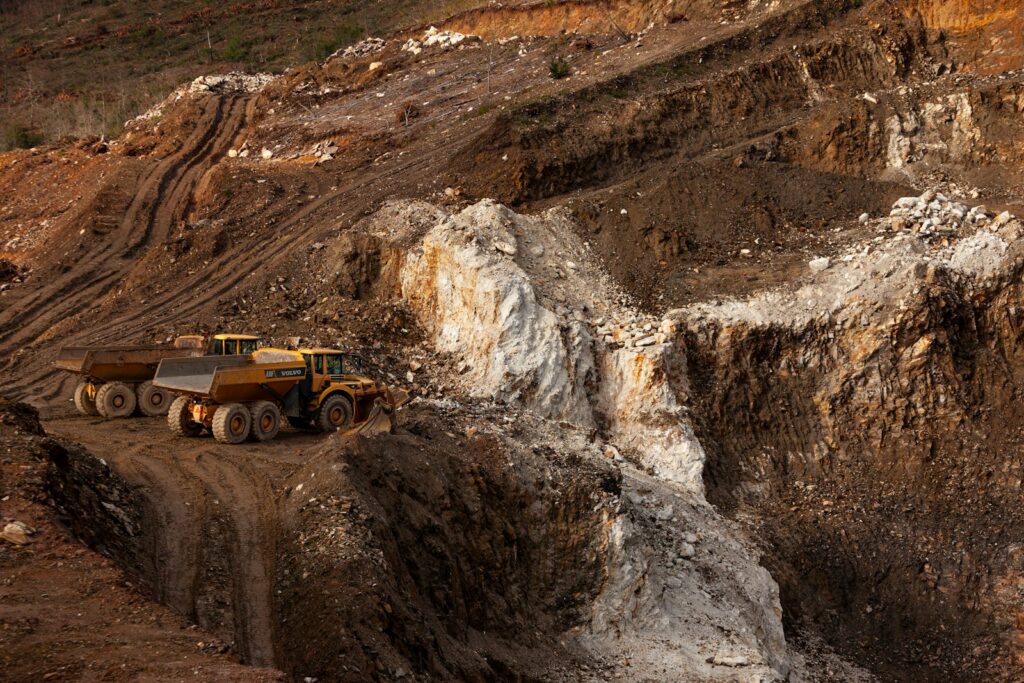 Haul truck on a mine pit road